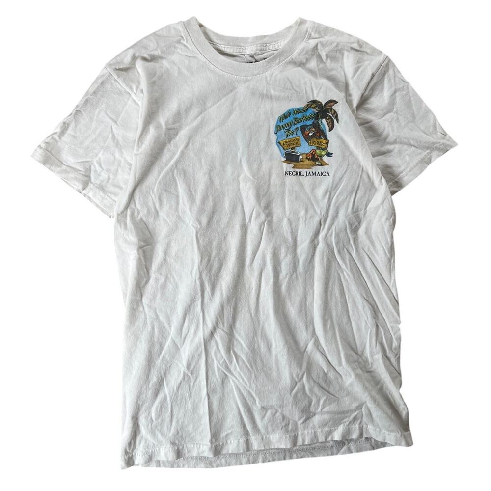 Margaritaville Negril Jamaica T-Shirt Mens S White Graphic Parrot Beach Souvenir